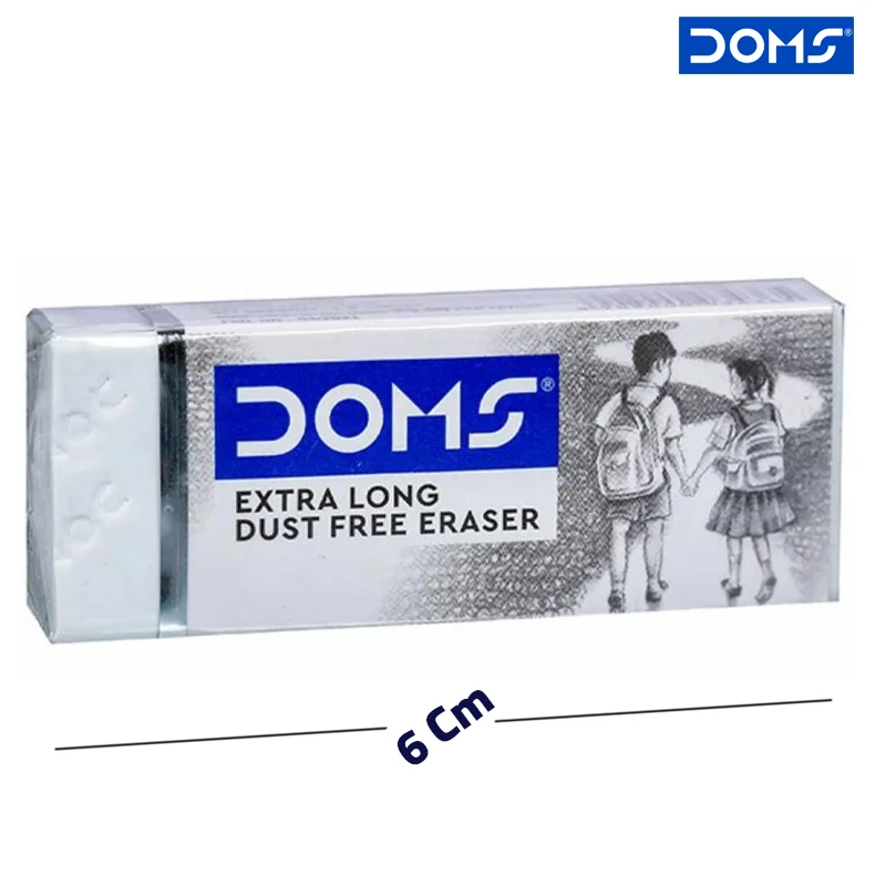 DOMS - Extra Long Dust Free White Eraser 6 cm Long Non-Toxic & PVC-Free(3436)